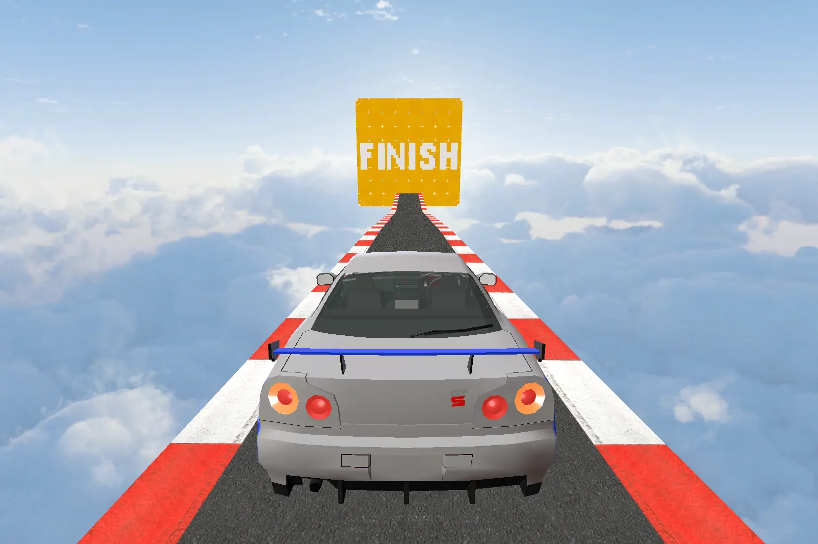 Sky Riders Gameplay - Driving a car towards the finish line on a floating track